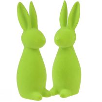 Coniglietti floccati verde mela decorazione da tavolo Pasqua 8×10×29 cm 2pz