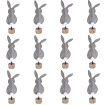 Prodotto Supporto da tavolo Decorazione coniglietto pasquale feltro grigio 19 cm 12 pz
