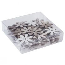 Prodotto Decorazione sparsa fiori in legno decorazione da tavola bianco naturale Ø4cm 72 pz