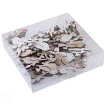 Prodotto Decorazione sparsa in legno decorazione uccello primaverile bianco naturale 4 cm 72 pz