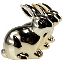 Prodotto Conigli in ceramica coniglio dorato seduto aspetto metallo 8,5 cm 3 pezzi