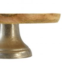 Prodotto Vassoio piatto decorativo base in legno metallo argento naturale Ø25cm
