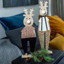 Prodotto Figura decorativa in legno di renna Natale da mettere 12×6,5 cm H45 cm 2 pezzi