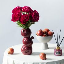 Prodotto Vaso in ceramica a forma di melograno, rosso scuro, altezza 23,5 cm
