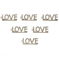 Prodotto Ciondolo decorativo di San Valentino Love metallo argento 4 cm 12 pezzi