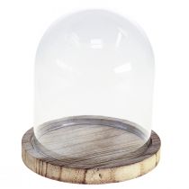 Prodotto Campana di vetro decorazione piatto di legno decorazione da tavola mini campana di formaggio H13cm