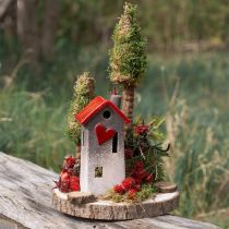 Prodotto Lanterna per casa in ceramica con tetto rosso e finestra a cuore - 17,5 cm 2 pz