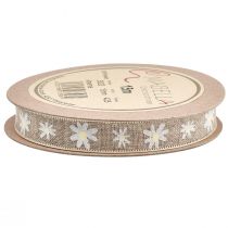 Prodotto Nastro regalo fiori nastro decorativo bianco marrone 15 mm 15 m
