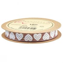 Prodotto Nastro regalo cuori nastro decorativo vino rosso marrone 15 mm 15 m