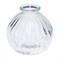 Prodotto Vaso piccolo in vetro vaso a sfera con scanalature trasparenti Ø8,5 cm H8 cm