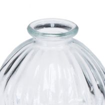 Prodotto Vaso piccolo in vetro vaso a sfera con scanalature trasparenti Ø8,5 cm H8 cm