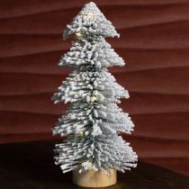 Prodotto Mini albero di Natale illuminato a LED abete con neve 28cm