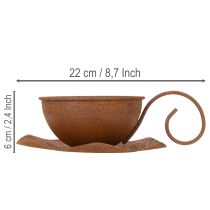 Prodotto Vaso e sottovaso vintage color ruggine, Ø17,5 cm H6 cm