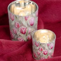 Prodotto Lanterna decorativa in vetro con motivo a tulipano per dare un tocco primaverile alla casa, 8 cm, 4 pezzi.
