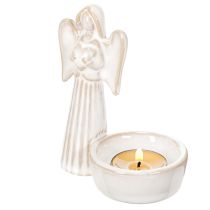 Prodotto Decorazione a forma di angelo in ciotola con piccola figura e portacandele rotondo da 10 cm, 3 pezzi