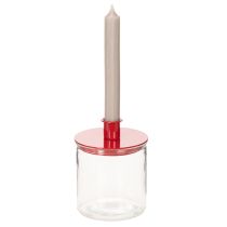 Prodotto Portacandele compatti in metallo rosso per candele affusolate da 10 cm, 2 pezzi
