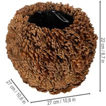 Prodotto Vaso decorativo con pigne, aspetto naturale, 27 cm. Vaso rotondo in pigne, marrone naturale, realizzato con pigne, 27 cm x 22 cm.