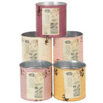 Prodotto Scatola decorativa in latta, stile shabby chic, metallo, Ø11cm H10.5cm, vari colori