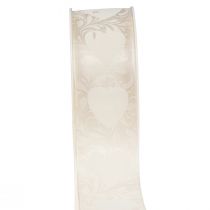 Nastro di organza nastro decorativo color crema cuori 40mm 15m