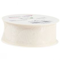 Prodotto Nastro di organza nastro decorativo color crema cuori 40mm 15m