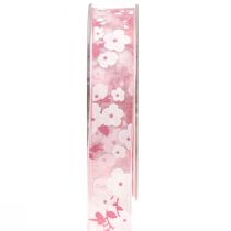 Prodotto Nastro di organza rosa con fiori nastro regalo 20mm 20m
