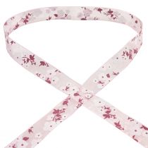 Prodotto Nastro di organza rosa con fiori nastro regalo 20mm 20m