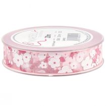Prodotto Nastro di organza rosa con fiori nastro regalo 20mm 20m