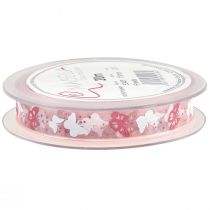 Prodotto Nastro di organza farfalla rosa 15mm 20m