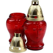Luce tombale in vetro con cuore in vetro rosso luce commemorativa L8cm A16,5cm 6 pezzi
