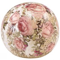 Prodotto Sfera in ceramica con motivo rosa decorativo in ceramica terracotta 12 cm