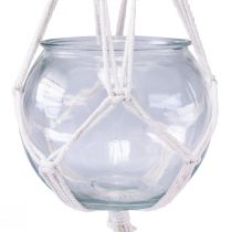 Prodotto Vaso decorativo in vetro cesto sospeso macramè rotondo Ø13,5 cm