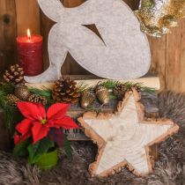Vassoio in legno per l&#39;Avvento, fetta di albero a forma di stella, Natale, decorazione stella legno naturale Ø29cm