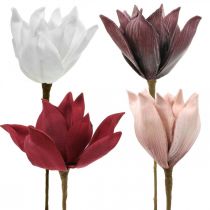 Prodotto Fiore artificiale di magnolia su un bastoncino Ø10cm Schiuma 6 pezzi Diversi colori