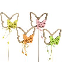 Tappo fiore farfalla tappo decorativo legno 8,5x7cm 12 pezzi