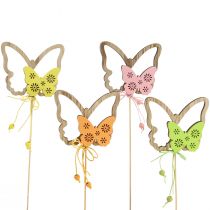 Prodotto Tappo fiore farfalla Tappo decorativo in legno 8,5x7 cm 12 pz