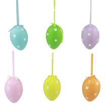 Prodotto Uova di Pasqua appese uova di plastica con pois 8x11,5 cm 6 pz