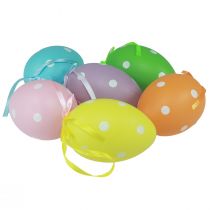 Prodotto Uova di Pasqua appese uova di plastica con pois 8x11,5 cm 6 pz
