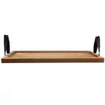 Prodotto Vassoio decorativo, vassoio oblungo in legno con manici in faggio 50×19,5 cm