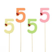 Prodotto Tappi numerici compleanno 5 tasselli floreali in legno 27,5 cm 16 pz