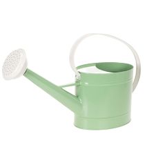 Prodotto Annaffiatoio decorativo in metallo, verde pastello retrò con dettagli bianchi, per giardino, balcone e interni, 52,5x15x30 cm