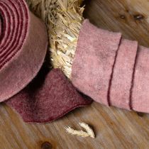 Prodotto Nastro in feltro bicolore, nastro in feltro di lana rosa rosso 7,5 cm 5 m