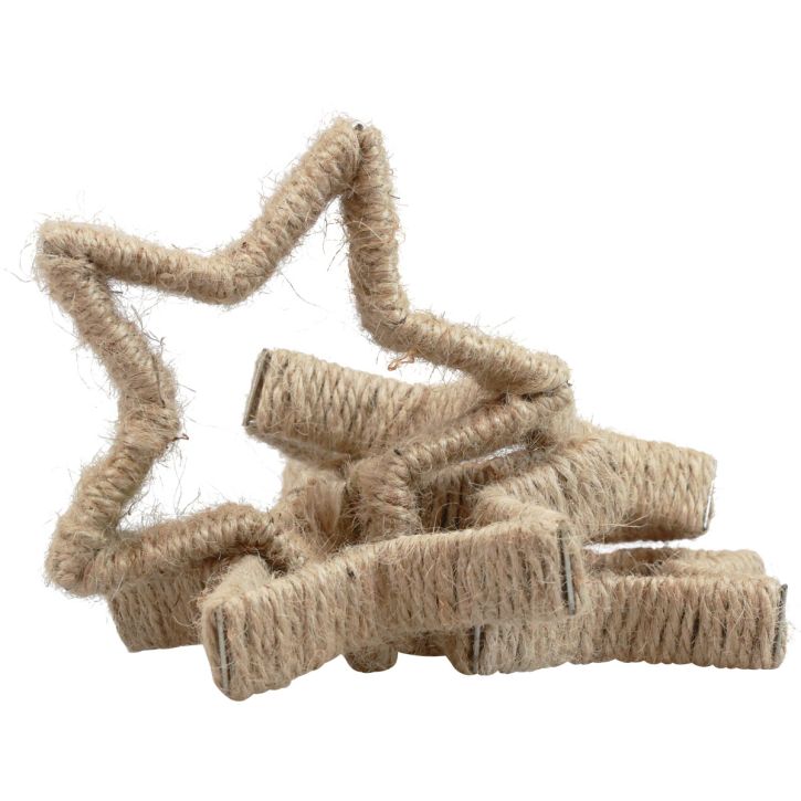 Decorazione dell&#39;Avvento Decorazione natalizia stella decorativa stella di iuta 13,5 cm 6 pezzi