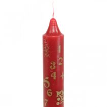 Calendario dell&#39;avvento candela candele natalizie rosse H25cm 2pz