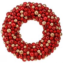 Prodotto Corona dell&#39;Avvento corona di palline in oro rosso Natale Ø33 cm