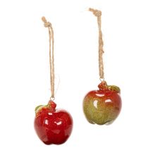 Prodotto Decorazione autunnale a forma di mela in ceramica da appendere, 5 cm, 4 pezzi