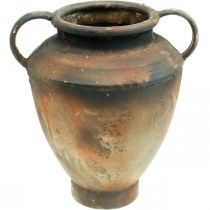 Anfora aspetto antico per vaso da fiori decorazione da giardino in metallo H29cm