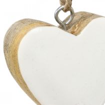 Ciondolo cuori in legno cuori decorativi bianchi Ø5-5,5 cm 12 pezzi