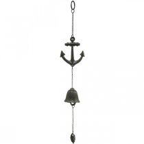 Campana di ancoraggio a gancio, campanello a vento con decorazione marittima, ghisa L47,5 cm