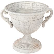 Prodotto Trofeo antico con manici decorazione in metallo vintage grigio bianco H18cm
