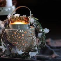Prodotto Ghirlanda artificiale in larice satinato decoro bianco grigio 170 cm